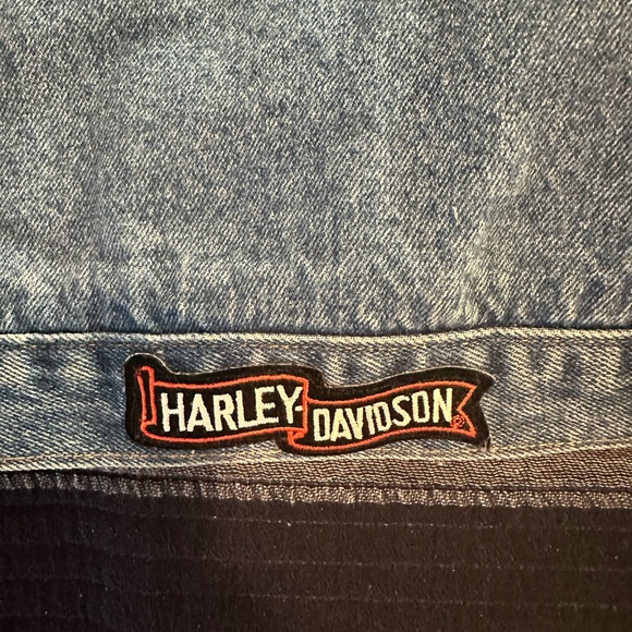 Harley Davidson (upcycled) Jean jacket Size L.  HP 🎉 - Picture 9 of 10